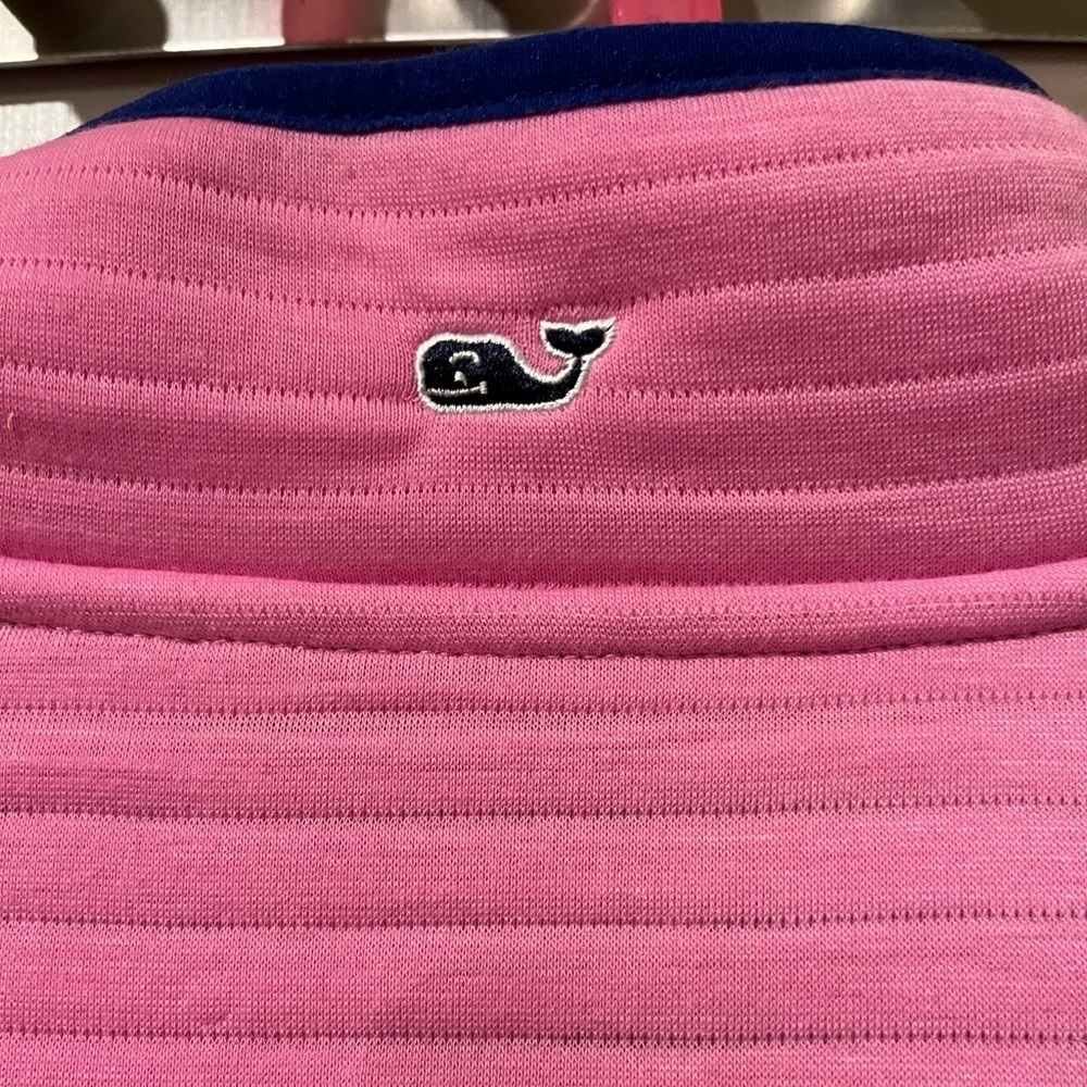 Vineyard Vines size L (14) pink/navy pullover with snap up mock neckline - Picture 12 of 13